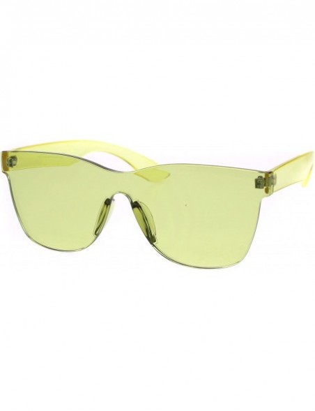 Rimless Solid Flat Panel Rimless Color Horn Rim Hipster Plastic Sunglasses - Olive - C61885KUHUI $9.48