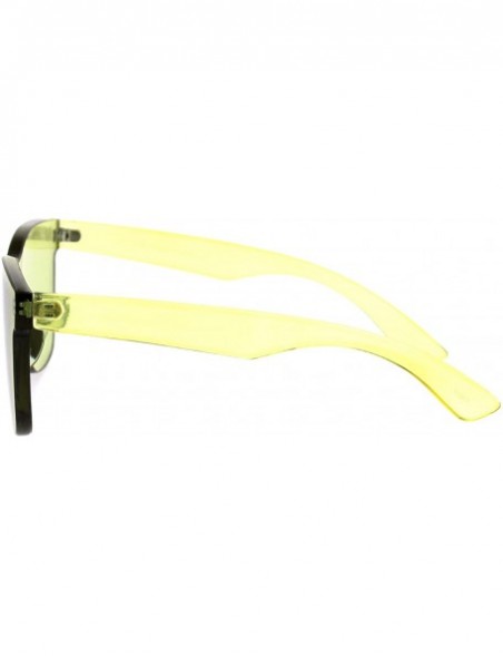 Rimless Solid Flat Panel Rimless Color Horn Rim Hipster Plastic Sunglasses - Olive - C61885KUHUI $9.48