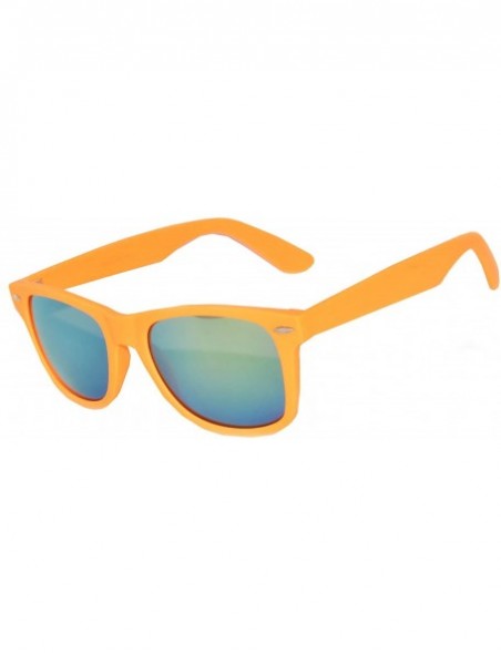 Wayfarer 1 Pair Mirrored Reflective Colored Lens Sunglasses Matte Frame Horn Rimmed Style - 1_orange_mirr - C412O63XAI6 $9.03