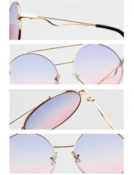 Round Men women Metal Round Sunglasses Slim frame Colored Flat Lens 60mm - Silver - CH18EQE7E36 $8.82