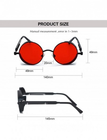 Goggle Retro Gothic Steampunk Sunglasses for Women Men Round Lens Metal Frame - 2pack Black Grey & Black Red - CO19D3GWWW9 $1...