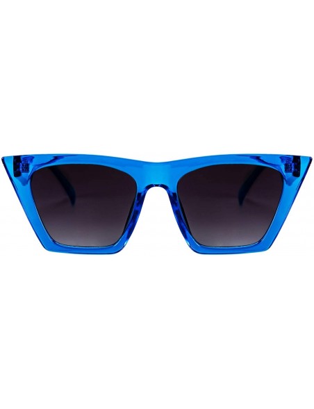 Round Vintage Square Cat Eye Sunglasses Women Fashion Small Cateye Sunglasses B2473 - Blue Grey - C918SGQD4L5 $16.77
