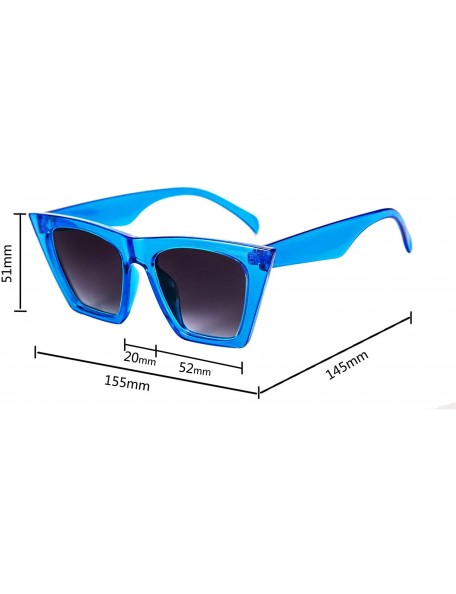 Round Vintage Square Cat Eye Sunglasses Women Fashion Small Cateye Sunglasses B2473 - Blue Grey - C918SGQD4L5 $16.77