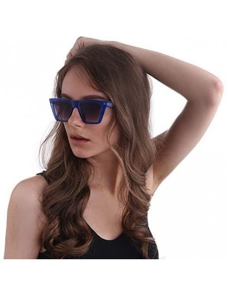 Round Vintage Square Cat Eye Sunglasses Women Fashion Small Cateye Sunglasses B2473 - Blue Grey - C918SGQD4L5 $16.77