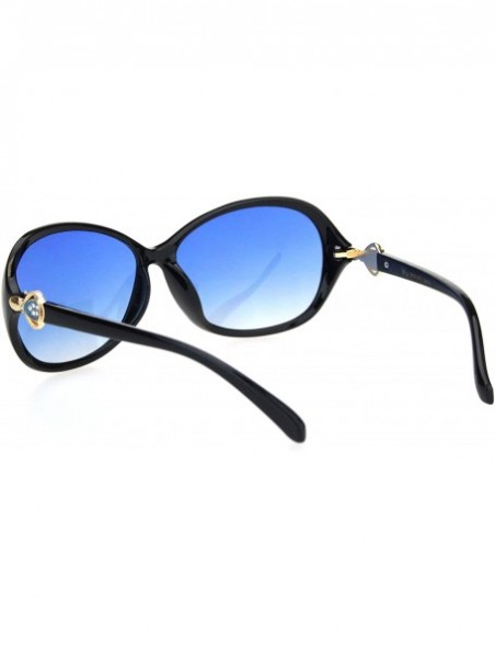 Oval Womens Rhinestone Brooch Jewel Hinge Butterfly Sunglasses - Black Blue Smoke - CB18OQX9LHK $11.48