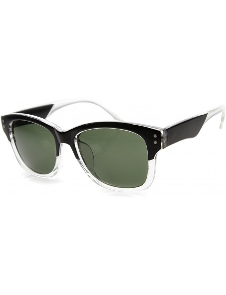 Wayfarer Small Retro Studded Two-Toned Frame Horn Rimmed Sunglasses 50mm - Black-clear / Green - C1124K9HX17 $10.75