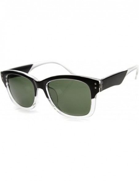 Wayfarer Small Retro Studded Two-Toned Frame Horn Rimmed Sunglasses 50mm - Black-clear / Green - C1124K9HX17 $10.75