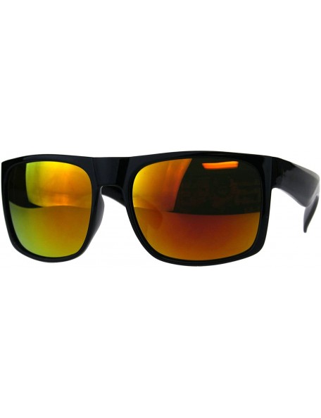 Square Mens Fashion Sunglasses Square Rectangular Black Frame Mirror Lens UV 400 - Shiny Black (Orange Mirror) - CI18EQX4ZHE ...