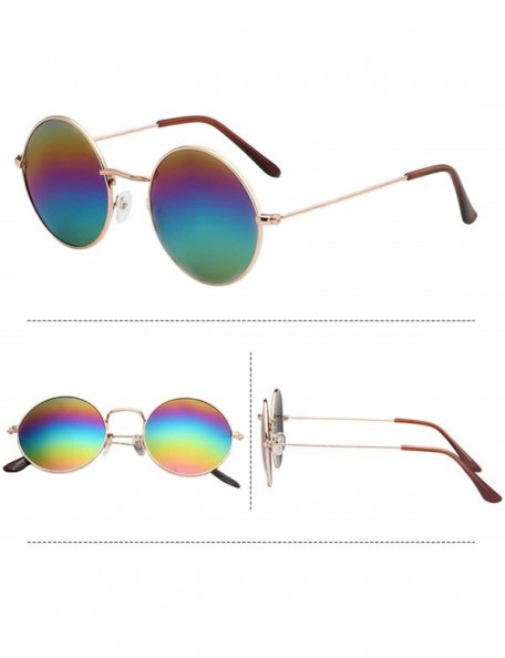 Oversized Vintage style Round Sunglasses for Women Plastic Resin UV 400 Protection Sunglasses - Gold Colorful - CQ18SAS3YSZ $...