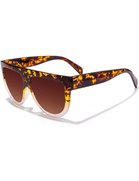 Aviator Fashion Designer Women Sunglasses Oversized Flat Top Square Frame Retro Gradient Lens MOS9 - CD17YK5M309 $12.99
