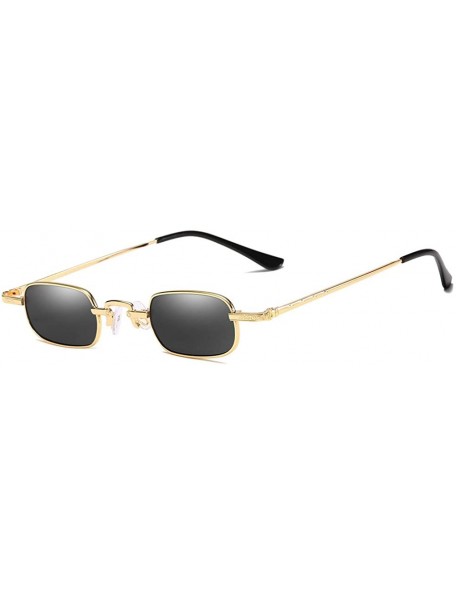 Rectangular Men Sunglasses Fashion Black Grey Drive Holiday Rectangle Non-Polarized UV400 - Gold Grey - C818R6X7I8Z $7.57