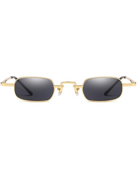 Rectangular Men Sunglasses Fashion Black Grey Drive Holiday Rectangle Non-Polarized UV400 - Gold Grey - C818R6X7I8Z $7.57