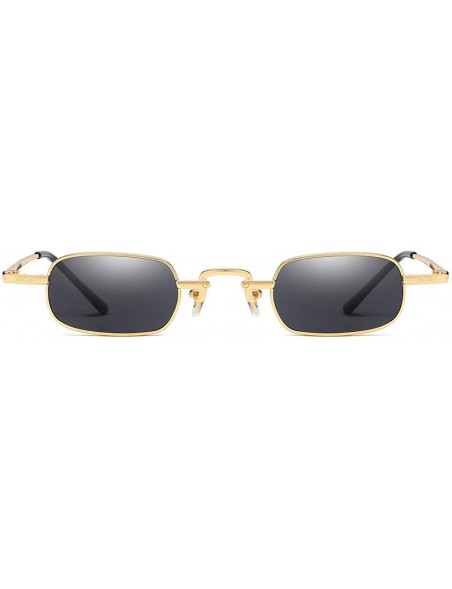 Rectangular Men Sunglasses Fashion Black Grey Drive Holiday Rectangle Non-Polarized UV400 - Gold Grey - C818R6X7I8Z $7.57