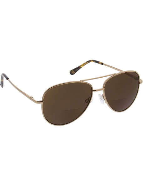 Aviator Heat Wave Bifocal Aviator Reading Sunglasses- Gold- 56 mm + 2.5 - CD19652YZND $29.52