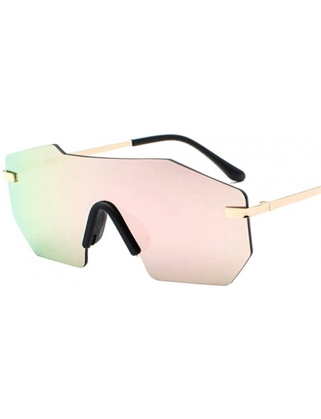 Rectangular Individual frame of all-in-one dazzling sunglasses for men and women - 0004 pink Lenses C3 - C618OEXC7QL $8.13