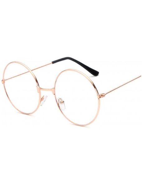 Oversized Round Spectacle Glasses Frame Sunglasses Women Vintage Metal Sun Female Frames Optical Transparent - Gold - C7197Y7...