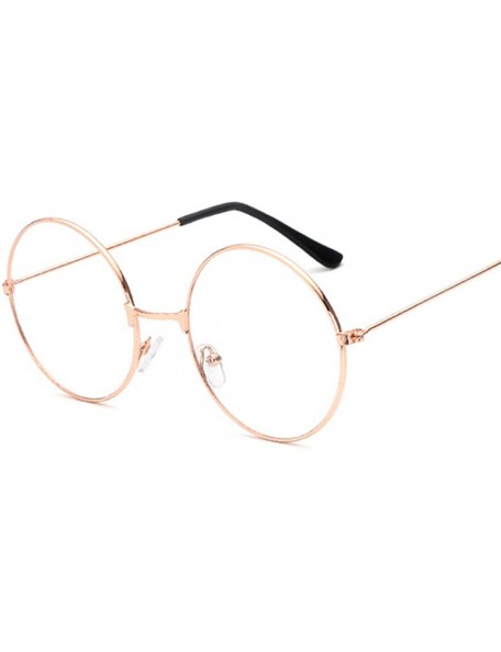 Oversized Round Spectacle Glasses Frame Sunglasses Women Vintage Metal Sun Female Frames Optical Transparent - Gold - C7197Y7...