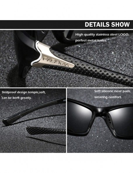 Oval Sports Polarized Sunglasses For Men Cycling Driving Fishing 100% UV Protection - Black/Grey - C218NL3UAOT $21.51