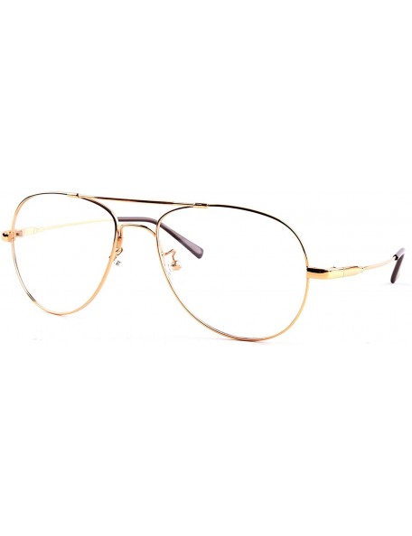 Aviator Pilot Full-flex Memory Titanium Optical Eyeglasses Frame - Large Gold - C3124AS3QRR $16.53