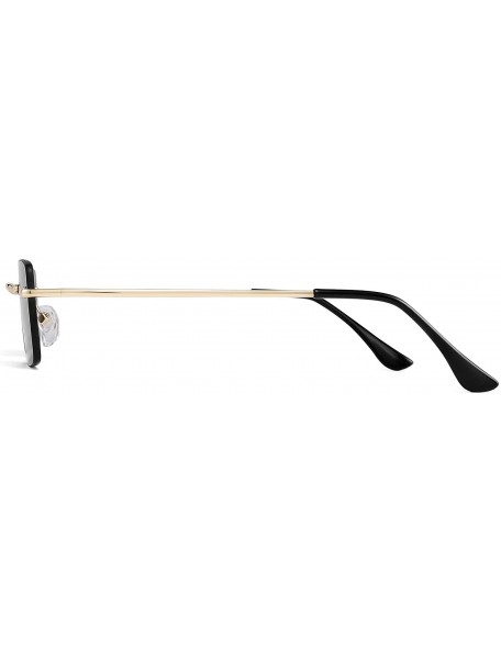 Rimless Slim Rimless Rectangular Sunglasses Vintage Slender Clear Glasses Spring Hinge - Gold Frame / Grey Lens - CL192SE2830...