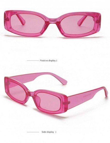 Square Small Cat Eye Sunglasses for Women - Colorful Lens Mini Narrow Square Shade Vintage Sunglasses - Pink - C718O940TO2 $1...