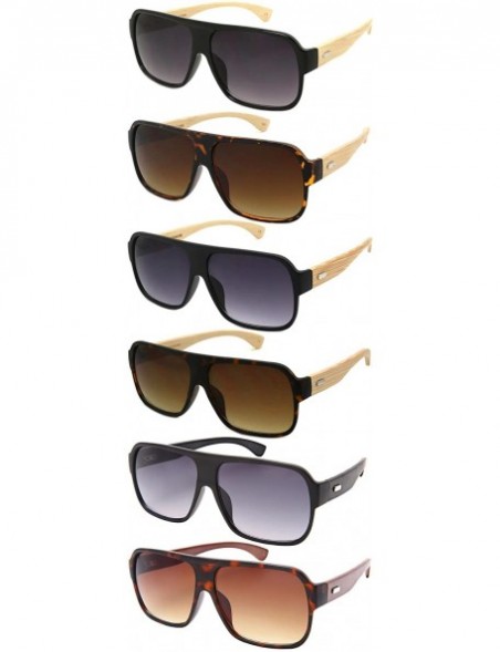 Square Men Women Square Wooden Bamboo Sunglasses 540846BM-AP - Matte Demi/Light Bamboo - CI124QZYOFX $11.29