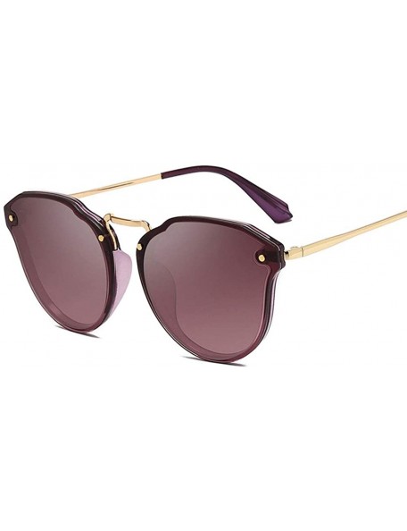 Cat Eye Woman Fashion Sunglasses Cat Eye Lady Accessorized Sunglasses - Transparent Purple Frame Gradient Purple Lens - CD18W...