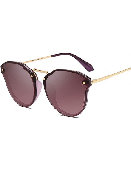Cat Eye Woman Fashion Sunglasses Cat Eye Lady Accessorized Sunglasses - Transparent Purple Frame Gradient Purple Lens - CD18W...