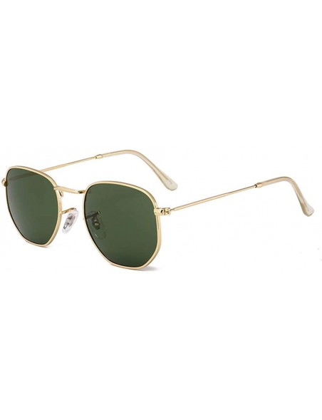 Goggle Fashion Small Box Sunglasses Sunglasses True Film Polychromatic Glasses - C2 Gold Frame Dark Green - CM18TKL9QY9 $11.61