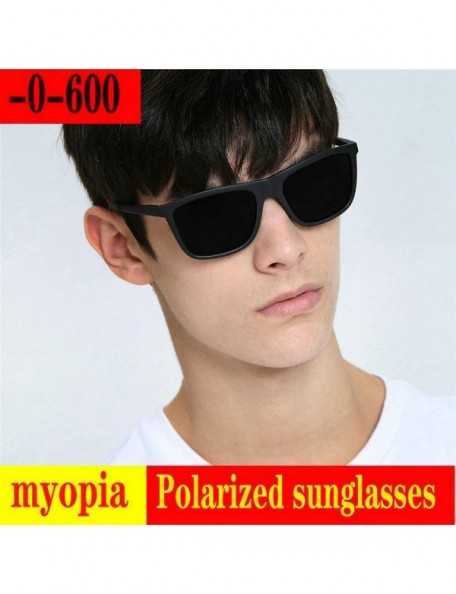 Square Finished Polarized Sunglasses Outdoor Nearsighted - Black - CS18XQZ2YSI $19.61