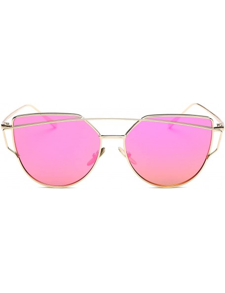 Wayfarer Cat Eye Mirrored Flat Lenses Street Fashion Metal Frame Women Sunglasses SJ1001 - CT12IF39GMD $11.25