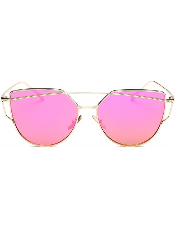Wayfarer Cat Eye Mirrored Flat Lenses Street Fashion Metal Frame Women Sunglasses SJ1001 - CT12IF39GMD $11.25