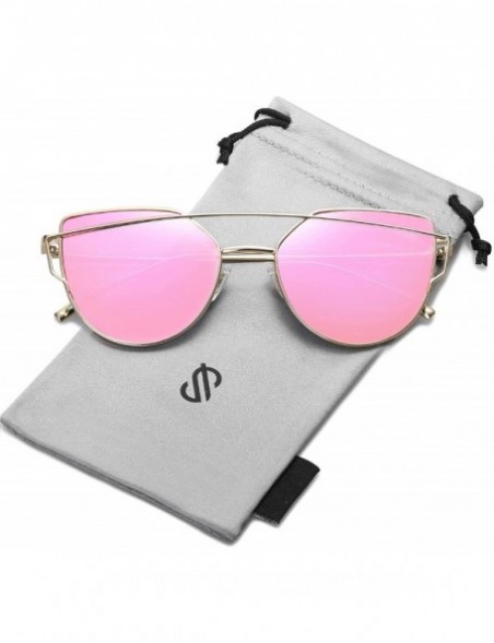 Wayfarer Cat Eye Mirrored Flat Lenses Street Fashion Metal Frame Women Sunglasses SJ1001 - CT12IF39GMD $11.25