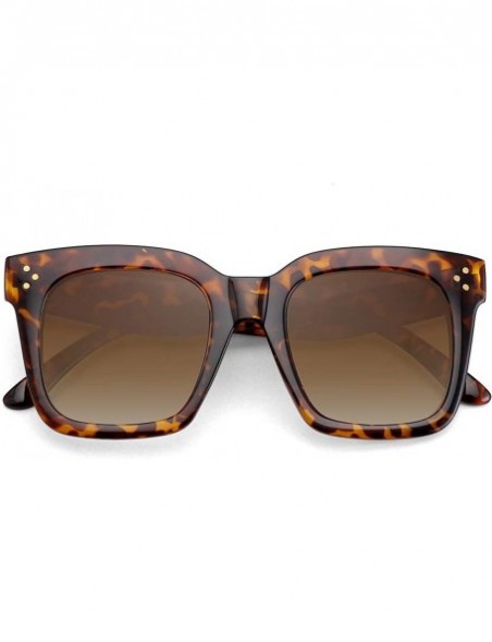 Square Classic Square Oversized Sunglasses for Women Men Vintage Shades UV400 - C13 Leopard Frame - CO198DOS4XD $9.14