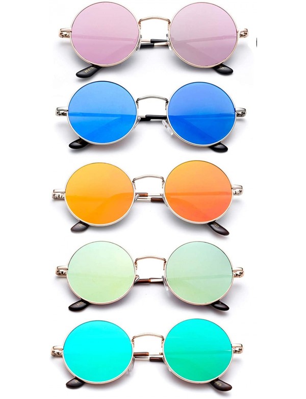 Round Newbee Fashion Inspired Mirrored Sunglasses - 5 Pack - CW184O94YDD $38.99