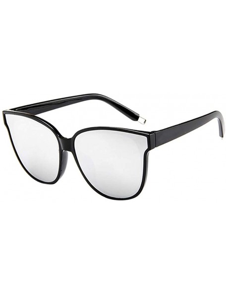Goggle Fashion Womens Sunglasses Ladies Designer Oversized Frame Flat Top Cat Eye Mirrored Sunglasses - A - CU18SMG94T7 $16.49