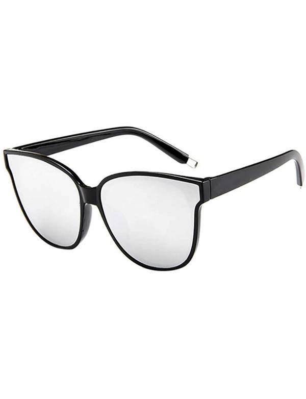 Goggle Fashion Womens Sunglasses Ladies Designer Oversized Frame Flat Top Cat Eye Mirrored Sunglasses - A - CU18SMG94T7 $10.11