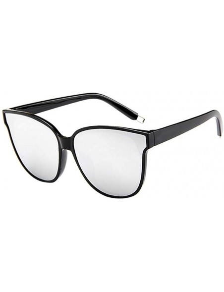 Goggle Fashion Womens Sunglasses Ladies Designer Oversized Frame Flat Top Cat Eye Mirrored Sunglasses - A - CU18SMG94T7 $10.11