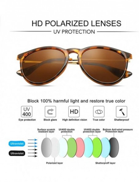 Round Polarized Sunglasses for Women Vintage Retro Round Mirrored Lens - Leopard Frame Brown Lens - CX18H09SD3G $15.57