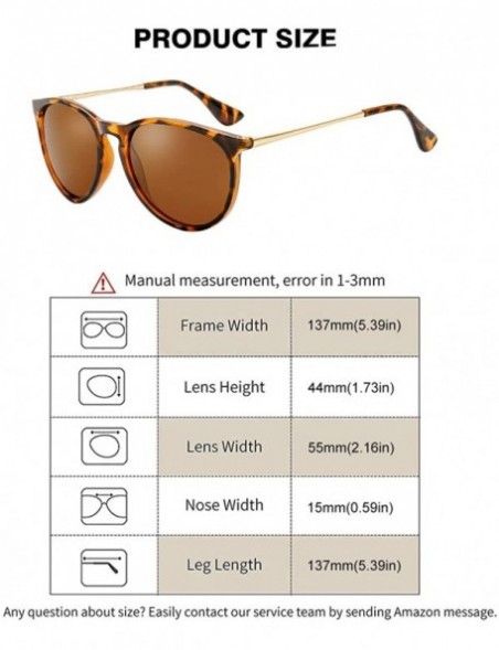 Round Polarized Sunglasses for Women Vintage Retro Round Mirrored Lens - Leopard Frame Brown Lens - CX18H09SD3G $15.57