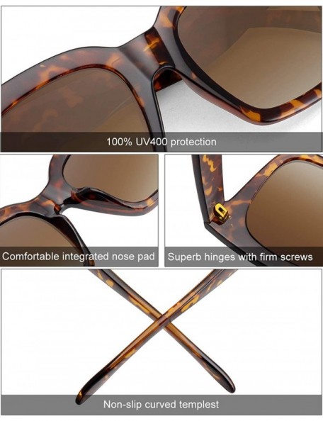 Square Classic Square Oversized Sunglasses for Women Men Vintage Shades UV400 - C13 Leopard Frame - CO198DOS4XD $9.14