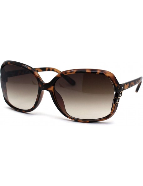 Butterfly Womens Rhinestone Rectangle Plastic Diva Butterfly Sunglasses - Tortoise Brown - C419603RGZS $17.75