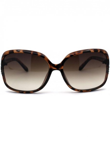 Butterfly Womens Rhinestone Rectangle Plastic Diva Butterfly Sunglasses - Tortoise Brown - C419603RGZS $17.75