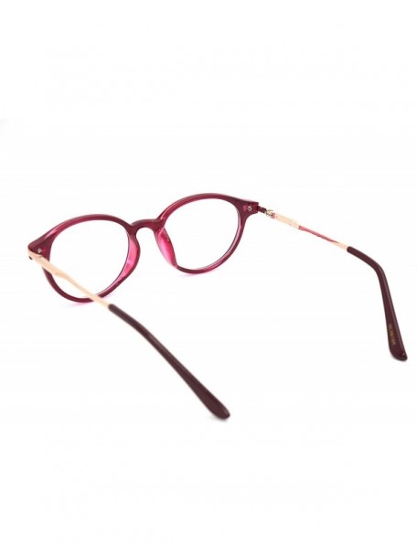 Round shoolboy Round fullRim Lightweight Reading Glasses - A1 Shiny Burgundy Gold - CD18AXOAZDZ $14.08