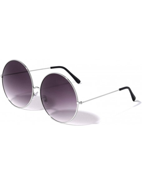 Round Oversized Thin Rim Round Sunglasses - Smoke - CB190DET2A2 $12.96