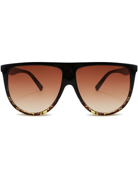 Oversized Vintage Large Square Pilot Women Sunglasses Oversized Square Thin Plastic Frame B2499 - Black-leopard - CO18SST56KI...