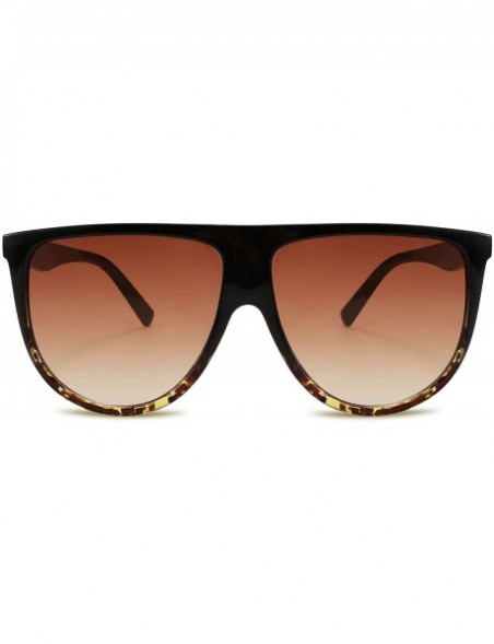 Oversized Vintage Large Square Pilot Women Sunglasses Oversized Square Thin Plastic Frame B2499 - Black-leopard - CO18SST56KI...