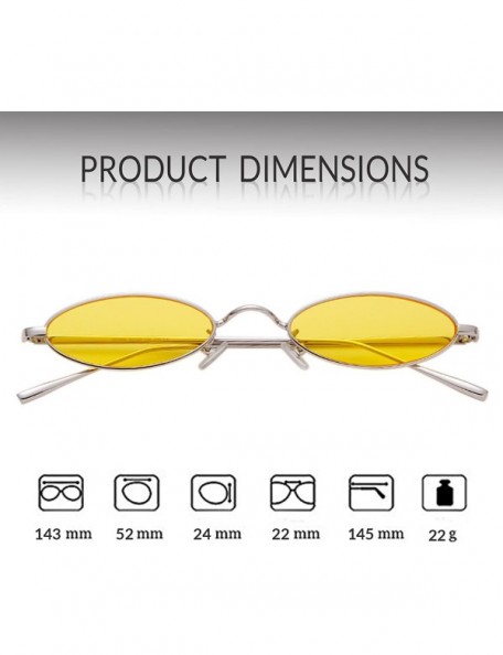 Cat Eye Oval Sunglasses Vintage Retro Sunglasses Designer Glasses for Women Men - Yellow/Silver - CX189W39XQT $11.19