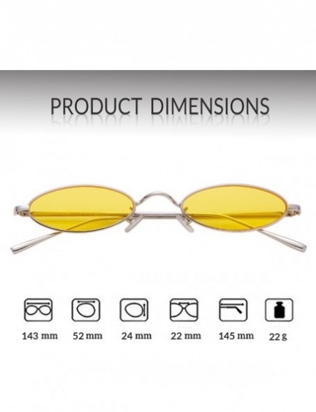 Cat Eye Oval Sunglasses Vintage Retro Sunglasses Designer Glasses for Women Men - Yellow/Silver - CX189W39XQT $11.19
