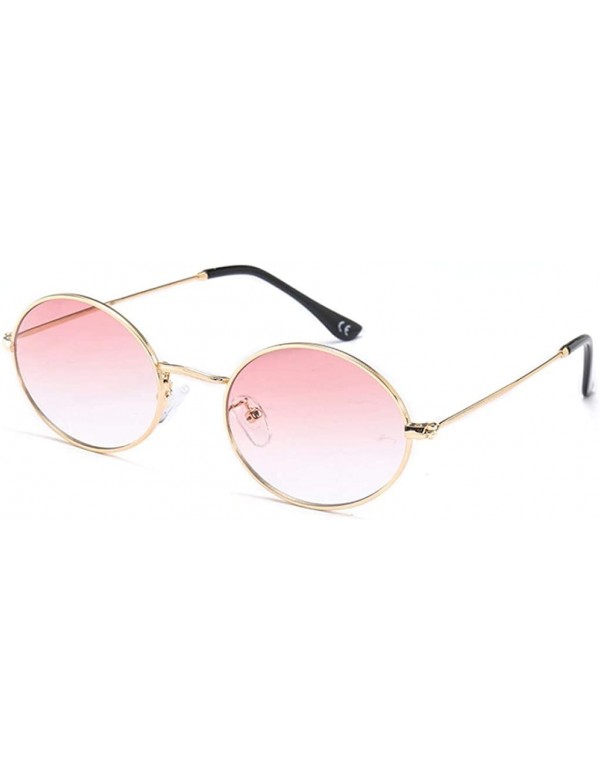 Wayfarer Vintage Small Oval Sunglasses Women Men Black Glasses Retro Driving Sun Glasses UV400 - Gold Lightpink - CQ18TTAYMDE...